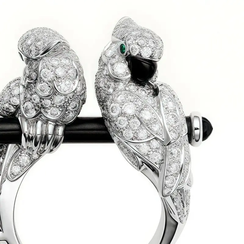 WINKIN WINSIN Brand MST 925 Sterling Silver Double Headed Parrot Enamel Luxury Ring For Women High Quality Zircon Gemstones Ring