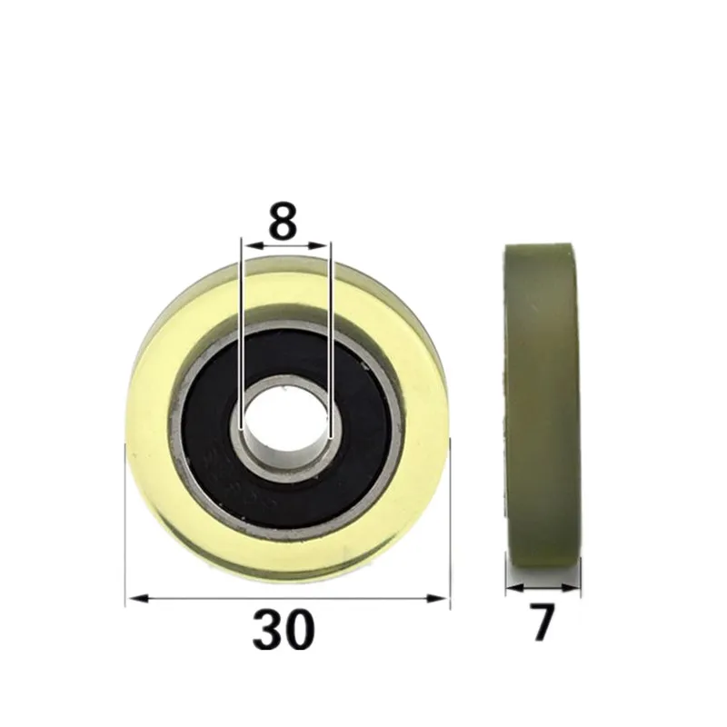 10pcs/50pcs Plastic coated bearing 8*30*7mm Silent Guide Wheel PU 608 608RS Roller Pulley 8x30x7 mm