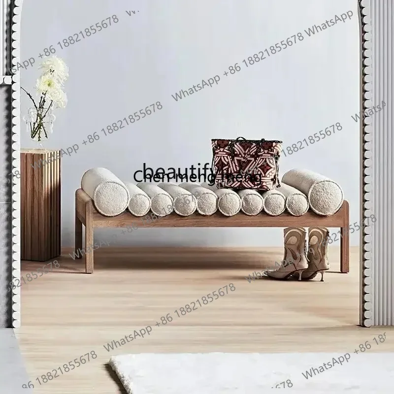 LHY26 ss New style Nordic solid wood shoe changing stool living room sofa stool bed and breakfast club rest fabric bedroom bedsi