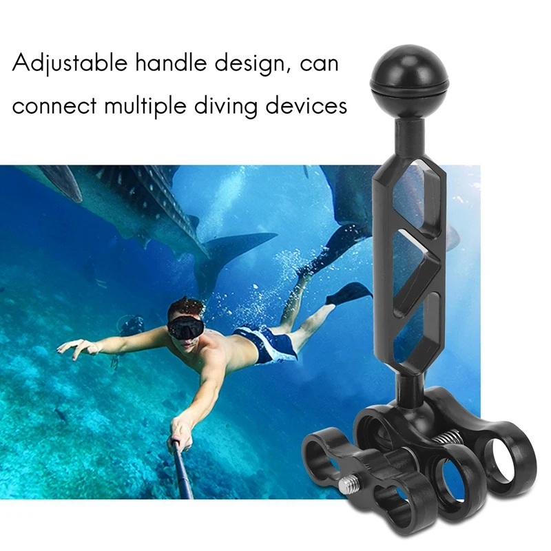 Aluminum Alloy Scuba Diving Light Torch Dual Ball Joint Arm And 1 Set Butterfly Clip Clamp Mount For Underwater Photography Came