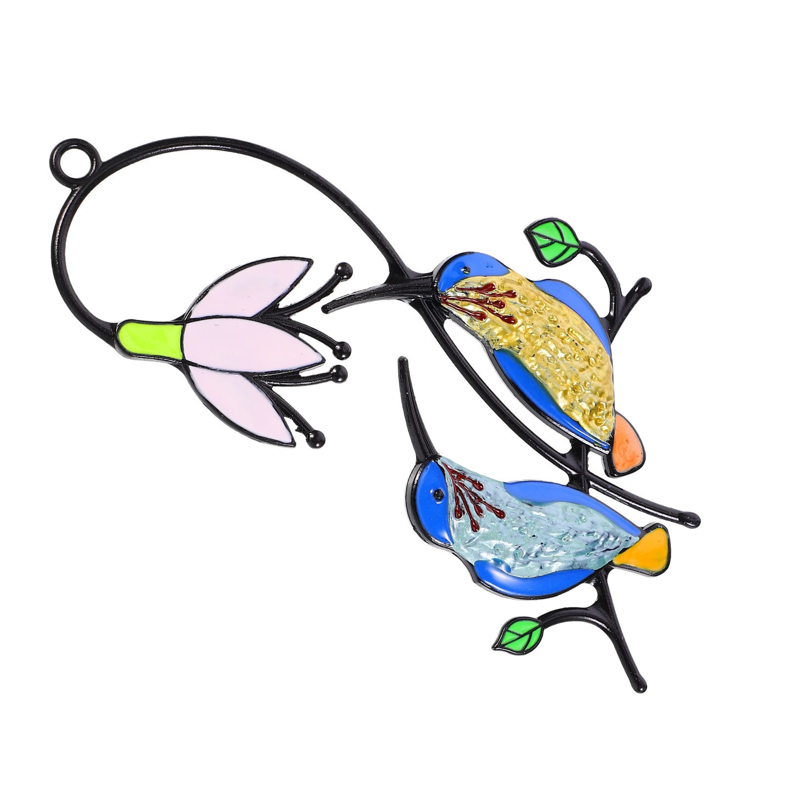 

Blue Hummingbird Pendant naments for Window Hanging Home Decor Wall Stained Metal Pendant Bird