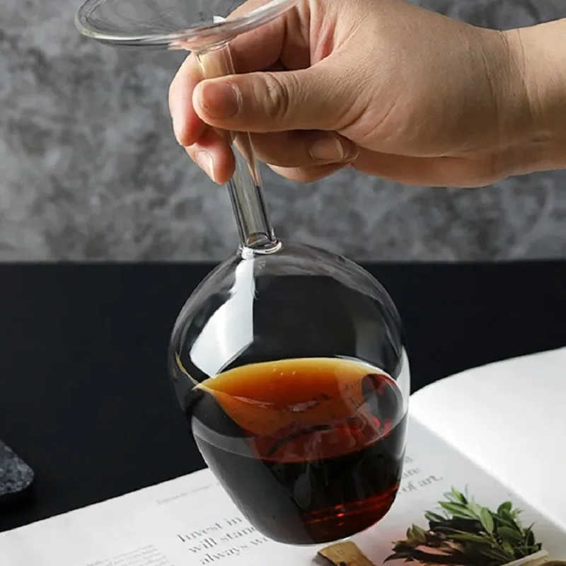 Creative Upside Down Glass Beer Cup Clear Stemmed Goblet Unique Drinkware for Home Bar Party Decor