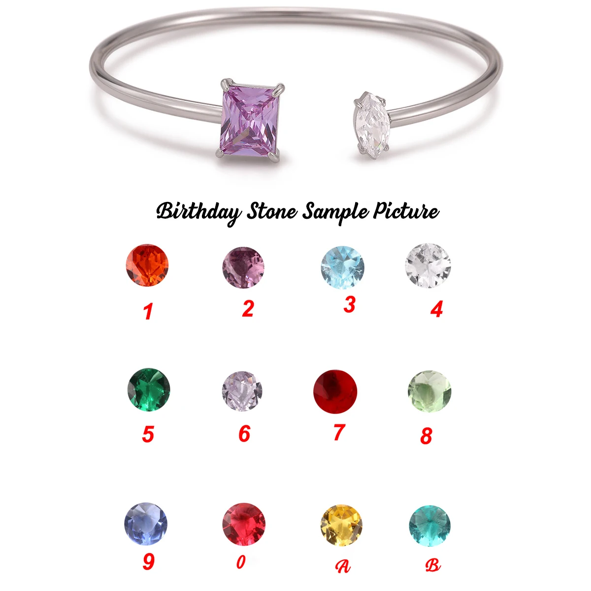 Custom Birthstone Cuff Bangle Mother Bracelet, Personalized