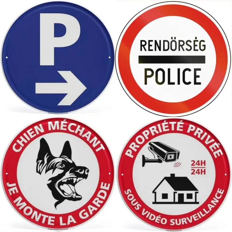 Round Metal Sign No Trespassing Round Tin Sign Private Road Warning Video Surveillance Wall Art Poster Plate Yard