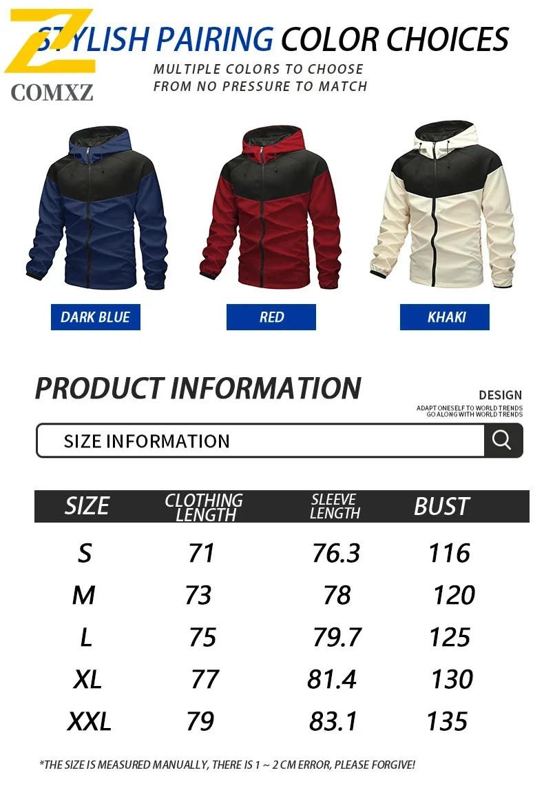 Outdoor Windbreaker Jackets Men's 2025 Autumn New Casual Fashion Splicing Windproof Jacket Male Hiking Camping Loose Hooded Coat