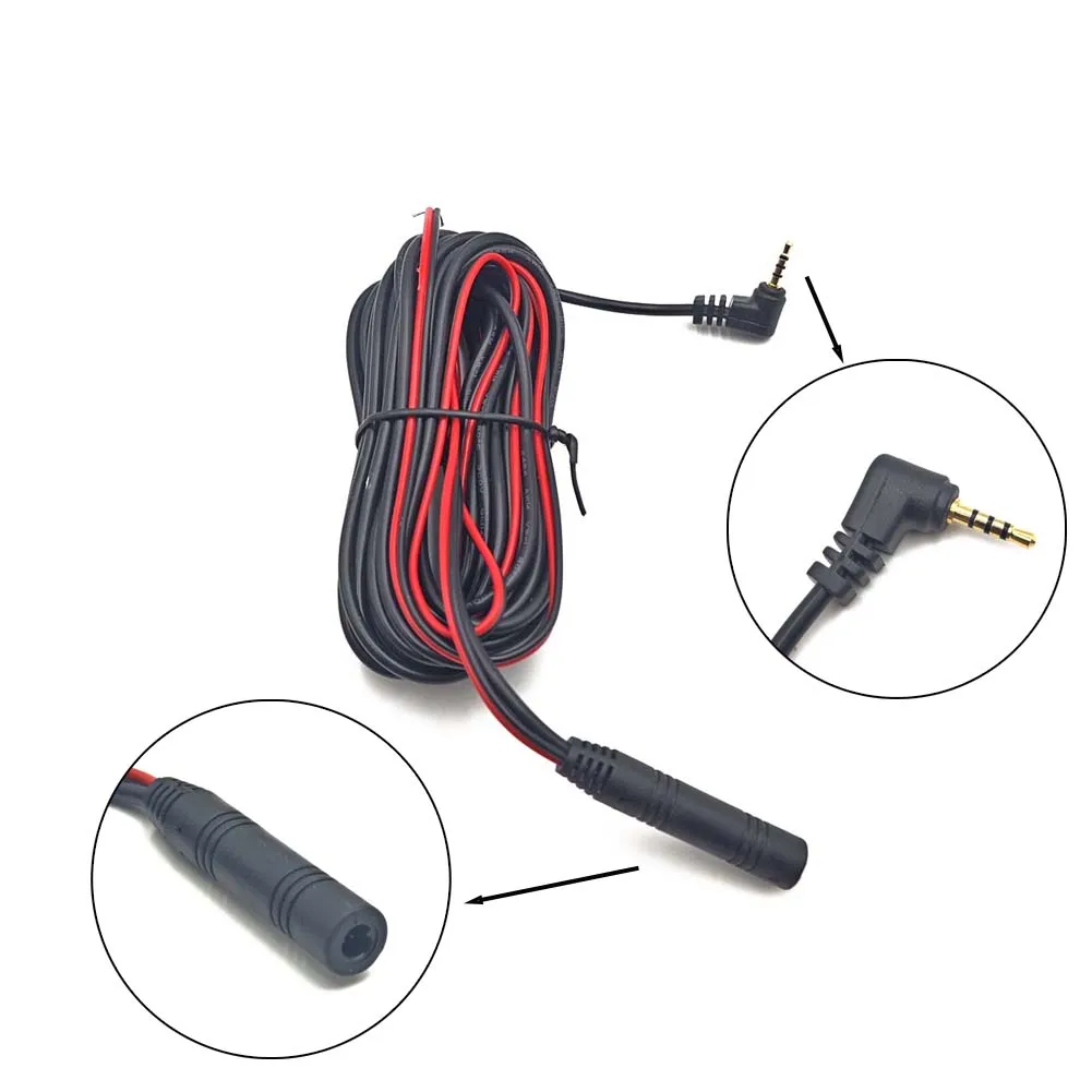 4-pin Streaming Dashcam Rear Camera Extension Cord 2.5mm Jack For Any Vehicle 12V Power Outlet Plastic And Metal Cables