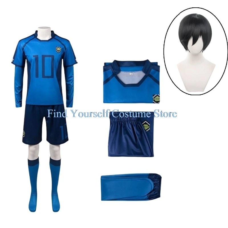 Anime Blue Lock Cosplay Costume Red Uniform T-shirt Wig Men Chigiri Hyoma Seishiro Reo Mikage Nagi Cosplay Football Tracksuit