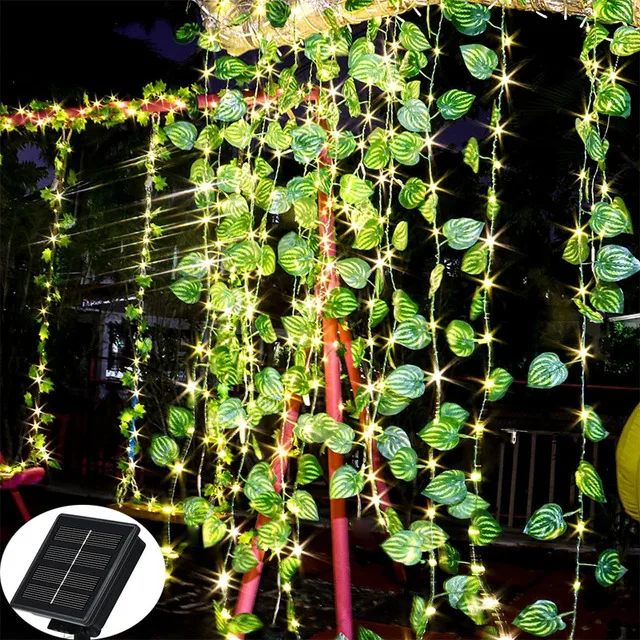 Fata luci 5M 50 LED luci solari girasole foglia d'acero impermeabile ghirlanda esterna lampada solare natale per la decorazione del giardino