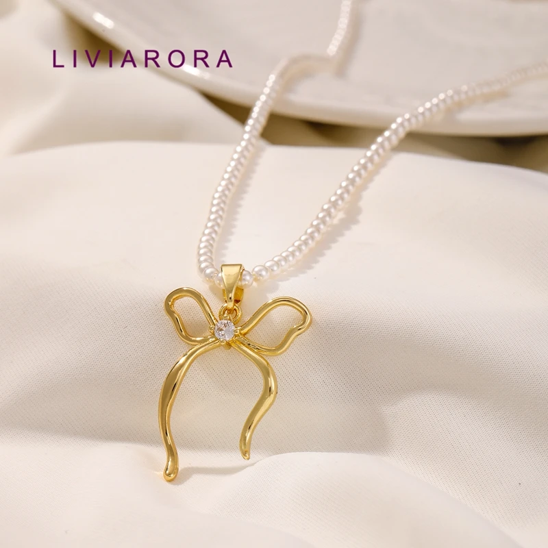 1/2/3Pcs 18K Gold Plated Brass Bow Pendant Zircon Curved Ribbon Bow Knot Ribbon Charms For DIY Necklace Jewelry Making Findings