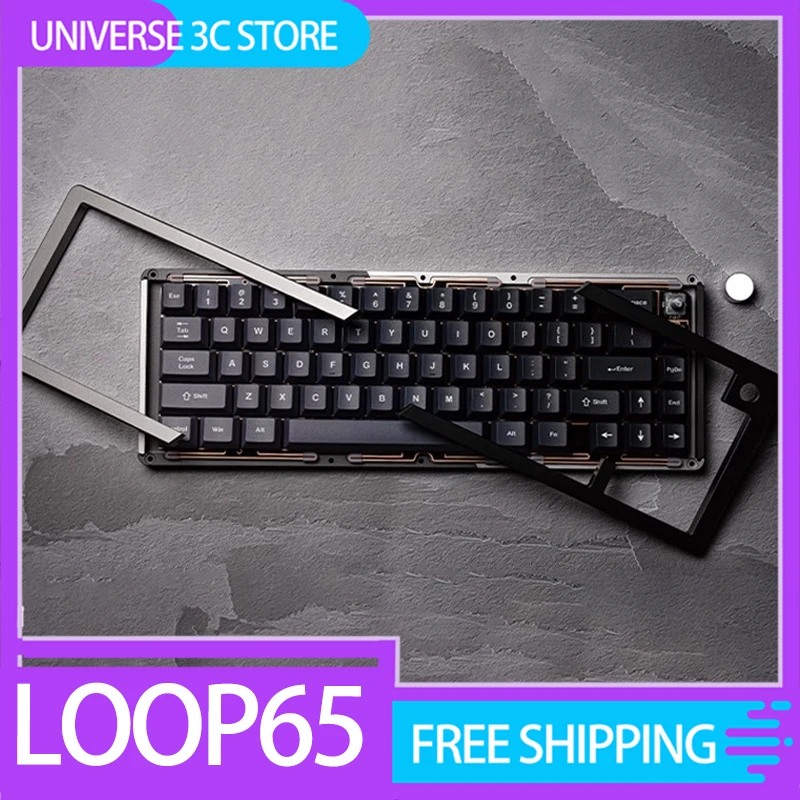 Kiiboom Loop65 Mechanical Keyboard Wireless Three Mode Gasket Split Rgb Customized Aluminum Alloy Support Via/Qmk Accessories