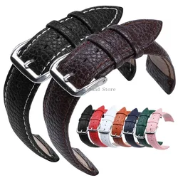 12mm 14mm 16mm 18mm 19mm 20mm 22mm Litchi Pattern Leather Strap Leather Watch Band Men Women Bracelet Soft Replacement Wristbelt