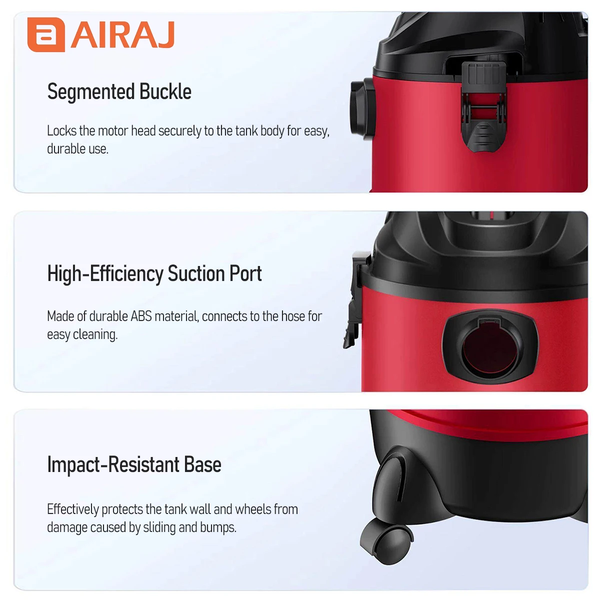 AIRAJ 5 Gallon Electric Vacuum Cleaner Set 120V 1200W High-power Dry Wet Blow Vacuum Cleaner Dusting Machine Household Cleaner