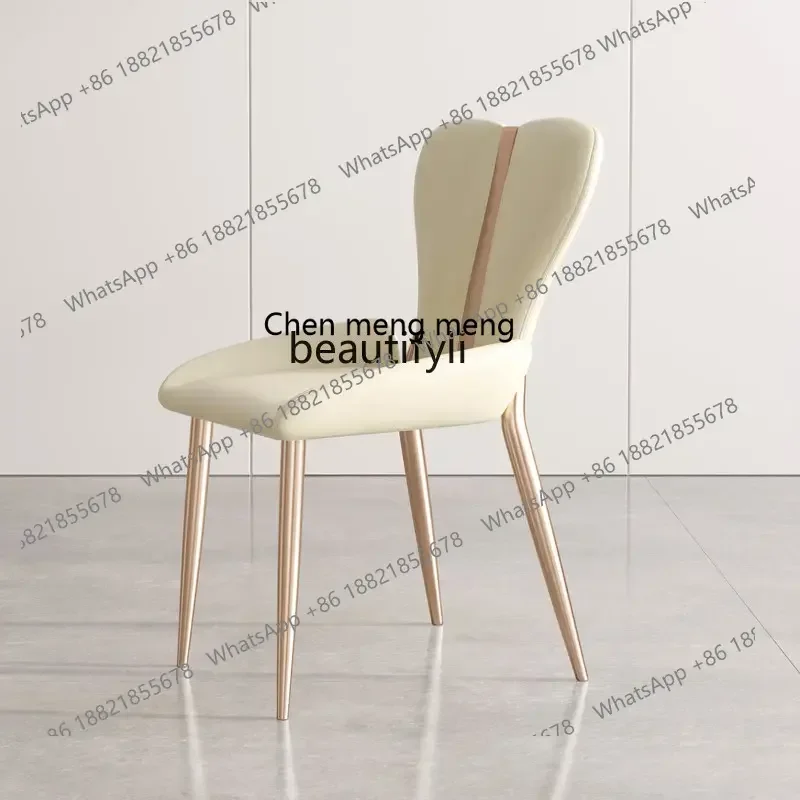 A182 كرسي طعام فاخر خفيف للمنزل حديث الحد الأدنى جديد الشمال ماكياج دراسة الحليب الشاي متجر كرسي جلدي كراسي غرفة الطعام #5