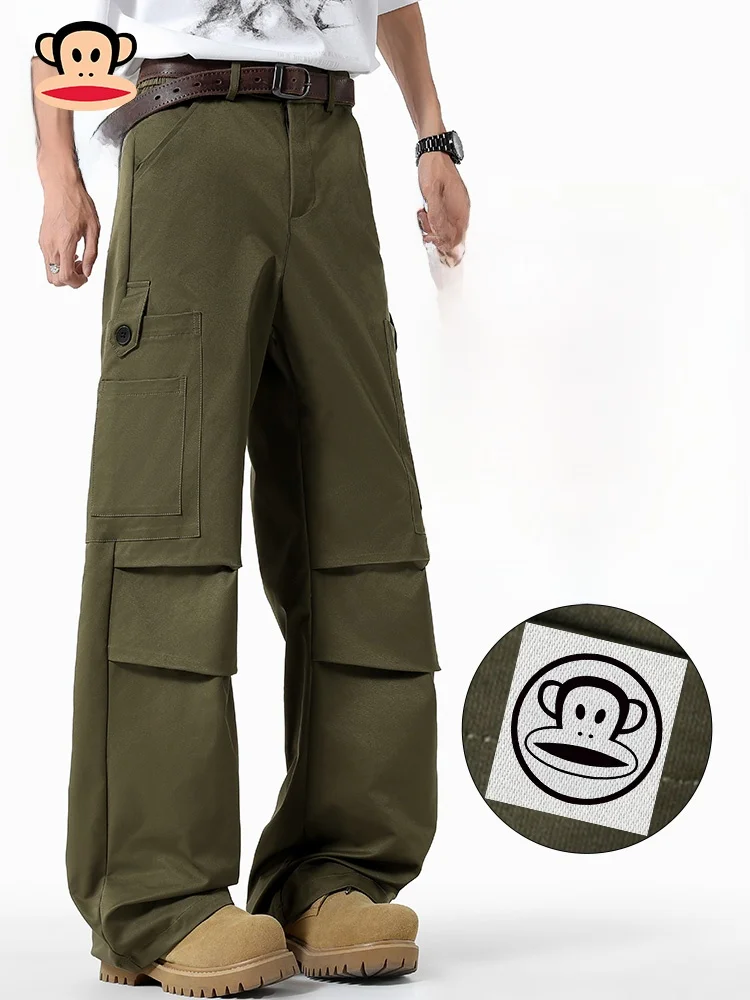 

Брюки PaulFrank в стиле ретро, свободные прямые повседневные мужские брюки для осени, в стиле High Street, свободного кроя, удобные, из полиэстера, молодежный стиль