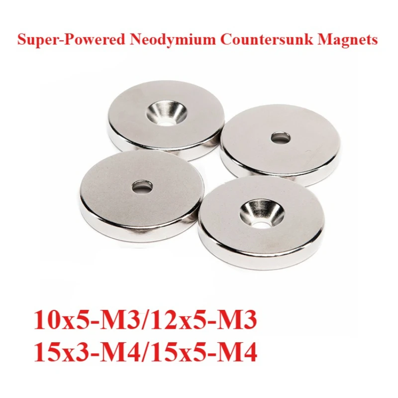 10x5-M3/12x5-M3/15x3-M4/15x5-M4mm Super Strong Round Neodymium Magnet with Holes Magnets, Widely Use for Home, Office, Park, Sch