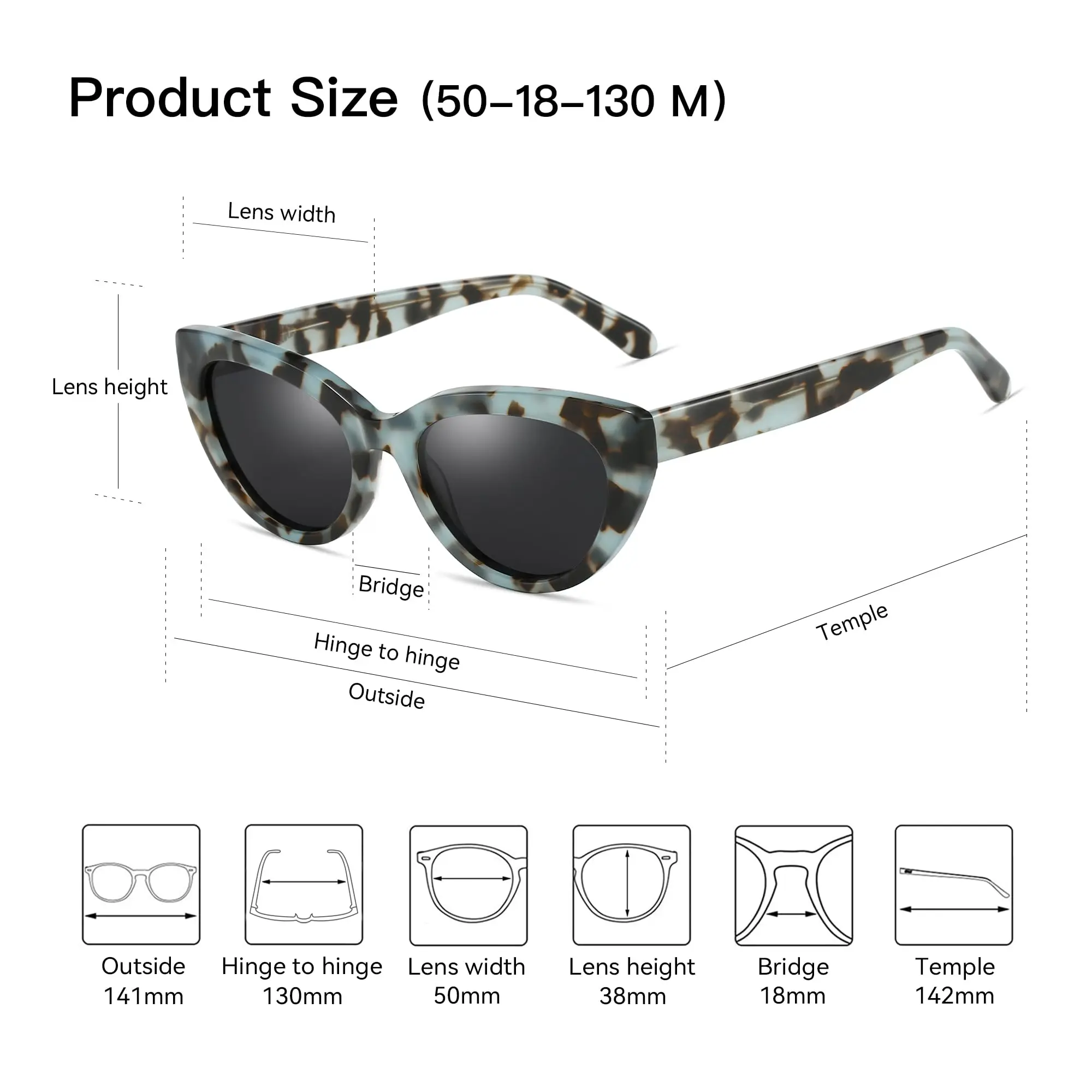 BLUEMOKY Fashion Cat Eye Shades Sunglasses Women Acetate Polarized UV400 Protection Trendy