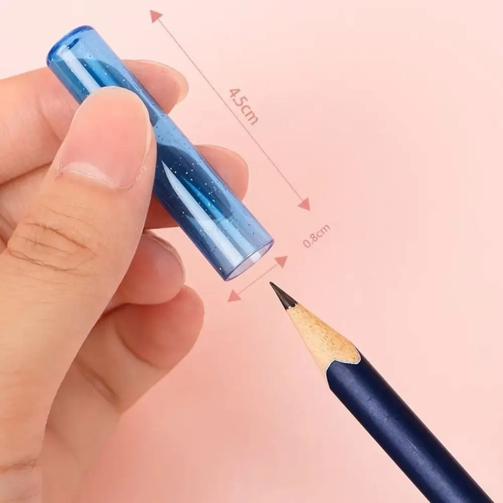 35PCS/Box Cute Plastic Pencil Cap Solid Color Transparent Pencil Extender Pencil Nib Protective Cover Students