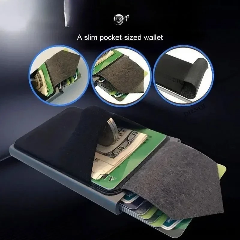Dompet Kartu Kredit Minimalis Pintar dari Aluminium Logam Tipis dengan Fitur Pop-up untuk Pria, Tempat Kartu Kredit