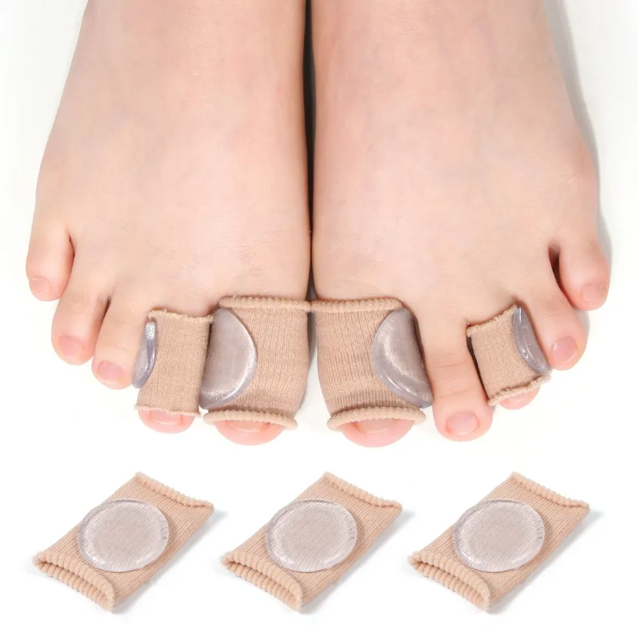 2Pcs Elastic Gel Toe Sleeves, 3 Sizes Soft Cushion Toe Caps & Finger Covers, Reusable Breathable for Walking Running Yoga Gym