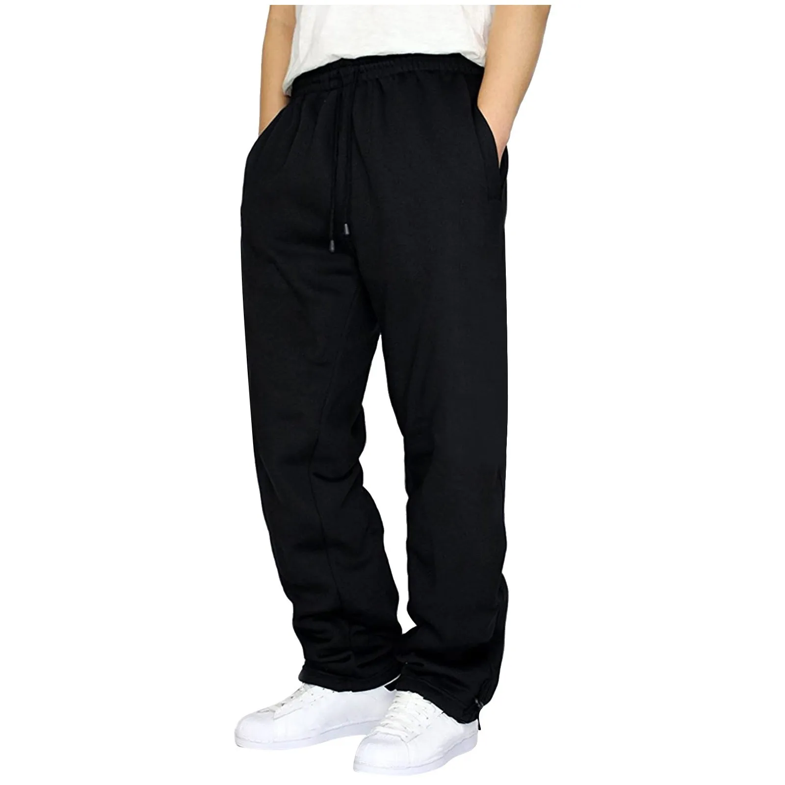 Sweatpants Mens Hip Hop Pants Casual Solid Color Lace Up Workout Pants With Pocket Sportswear Streetwear Tracksuit Fitness Pants