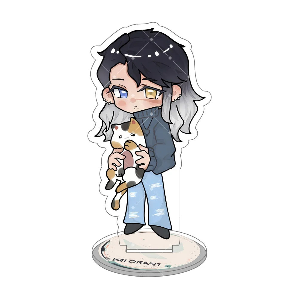 VALORANT Chibi Acrylic Stand Anime Figure Neon Jett Clove Omen Cosplay Desk Decoration Cute Kawaii Game Collection Gift Keychain view 4
