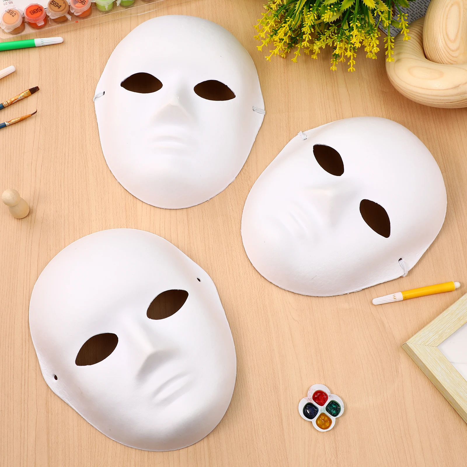 12 ชิ้นหน้ากากทาสีมือเป็นมิตรกับสิ่งแวดล้อมหน้ากากฮาโลวีนเปล่าภาพวาด DIY Mulitpack Face