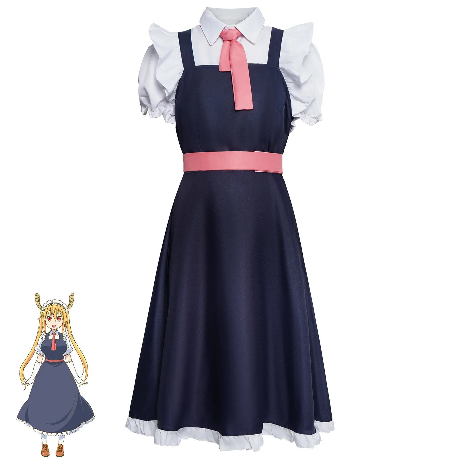 

Anime Miss Kobayashi's Dragon Maid Toru Cosplay Costume Dress Headwear Unifirm Halloween Carnival Party Girls Women Costume