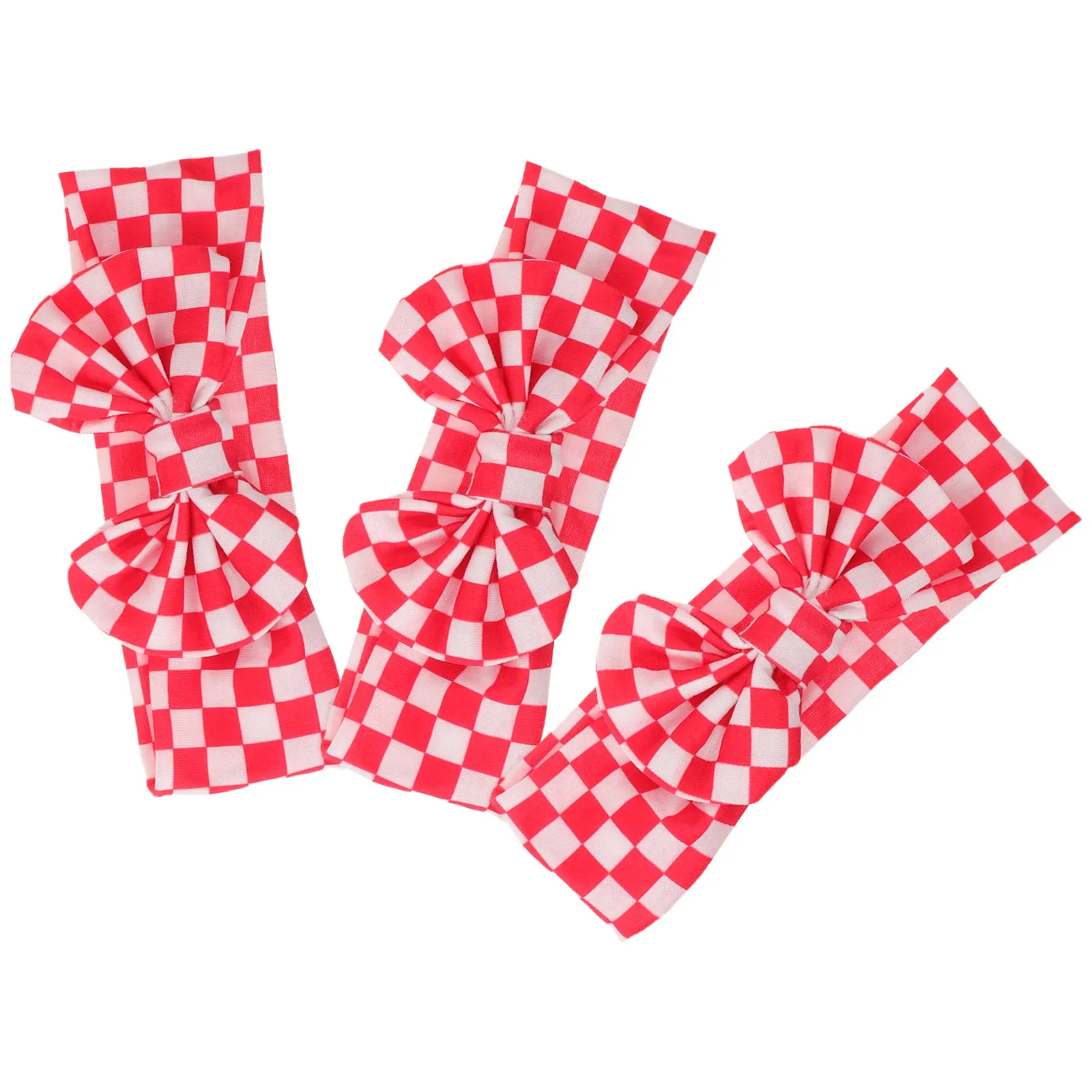 

Набор из 3 детских повязок на голову: красно-белые в клетку, с бантом, эластичные, для новорожденных девочек, для повседневной носки и фотосессий, для малышей