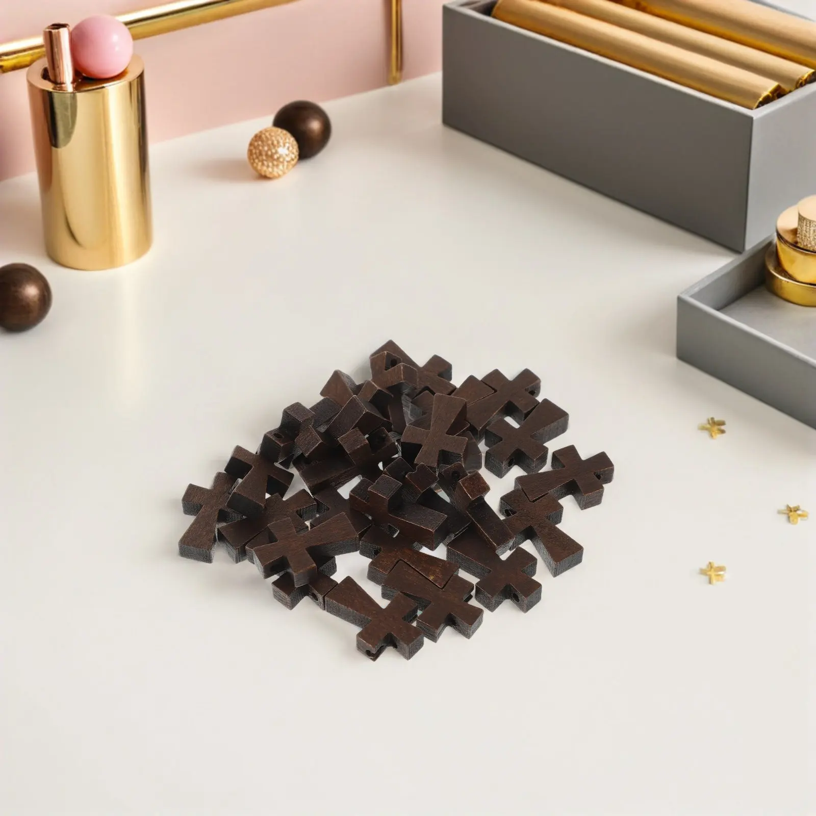 

150Pcs Wood Cross Charms Small Cross Pendants DIY Jewelry Making Beads Necklace Bracelet Keychain Accessories Crosses for Crafts