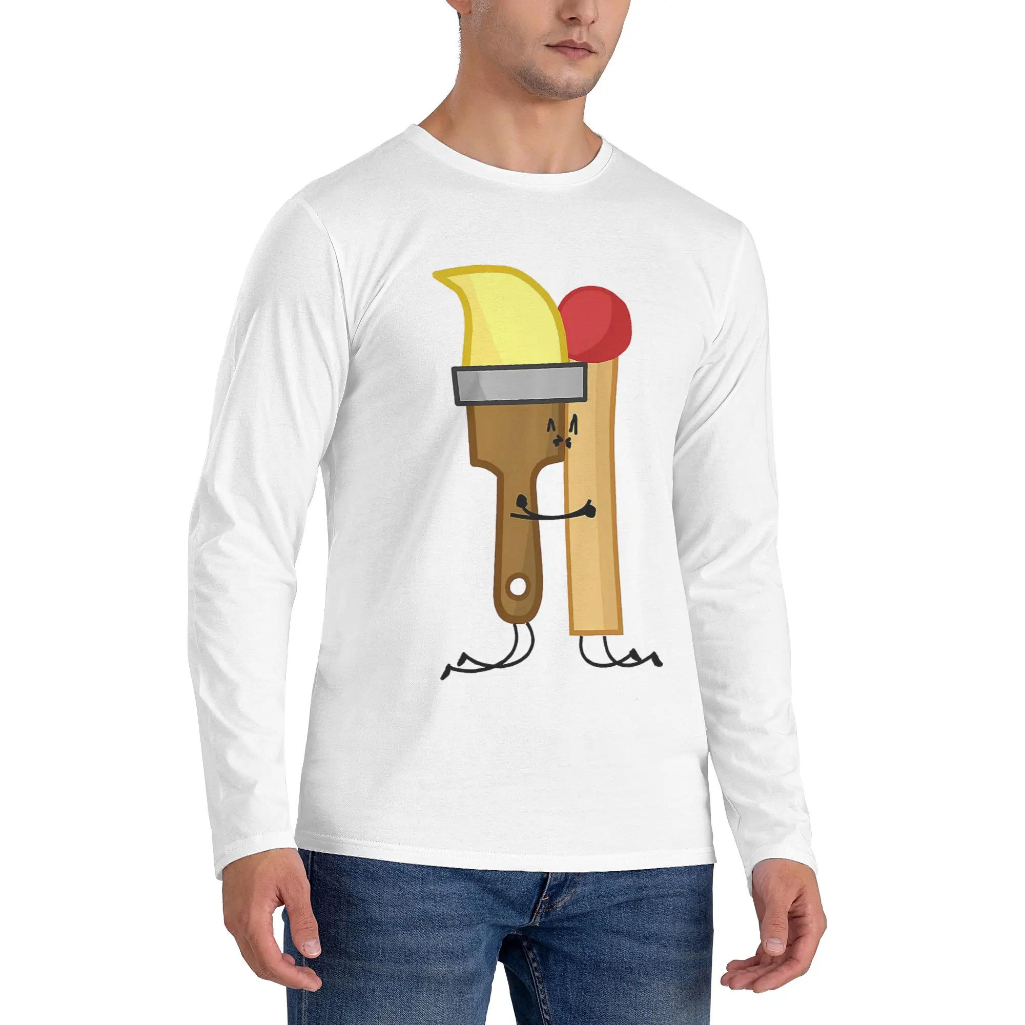 

BFDI Inanimate Insanity , All Characters Men's Long Sleeved T-shirt Fashion Round Neck T shirts Spring and Autumn Men tops