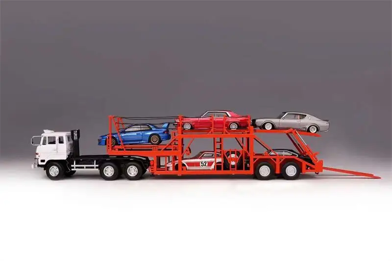 DD Models 1:64 Fuso FV High Cab Tractors w/ Plastic Transport Trailer Set Diecast Model Car