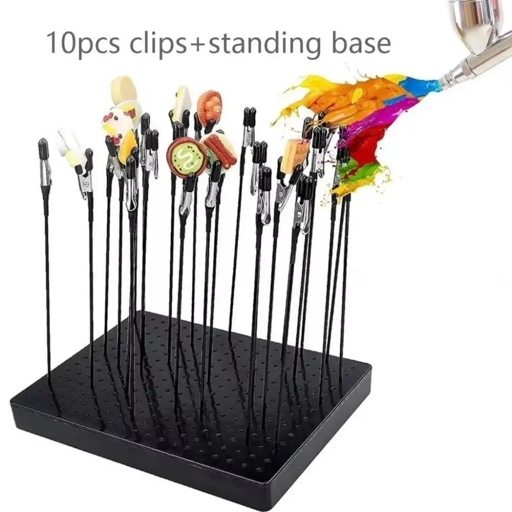 

360 Degree Rotation Model Painting Stand 10Pcs Set Rubber Cover Gundam Model Tools Updated Design Alligator Clip Base DIY Hobby