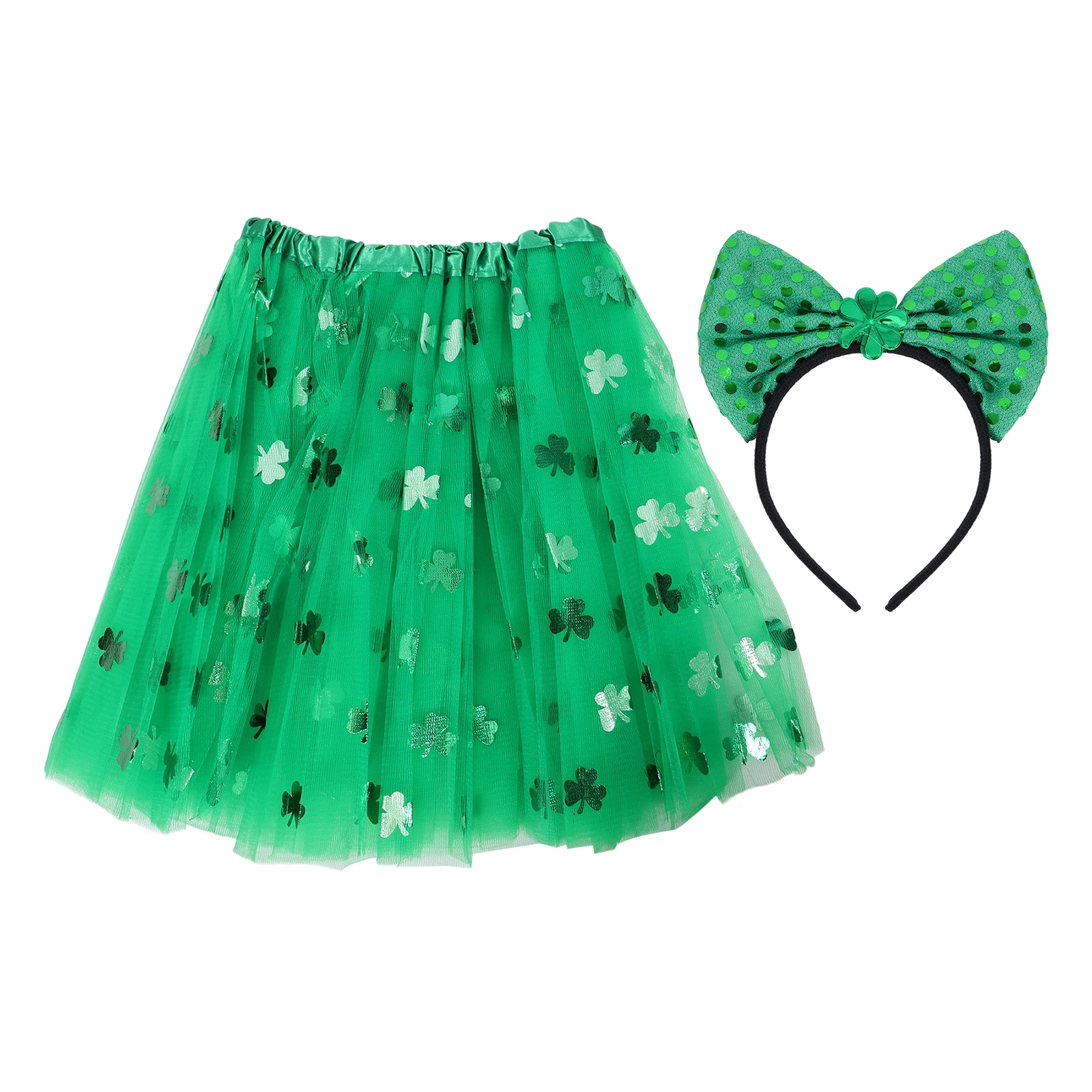 Short Skirt Hairband Patrick's Day Headdress Funny Festival Props Mesh Headband Party Accessories Creative Kids