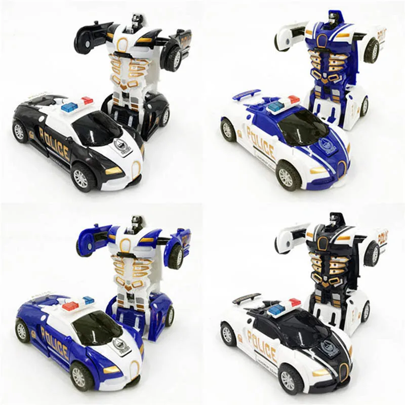 11cm Pull Back One Step Transformation Deformed Robot Car Model Toys For Boys Children 2 In 1 Vehicle Educational Robot Toy Gift