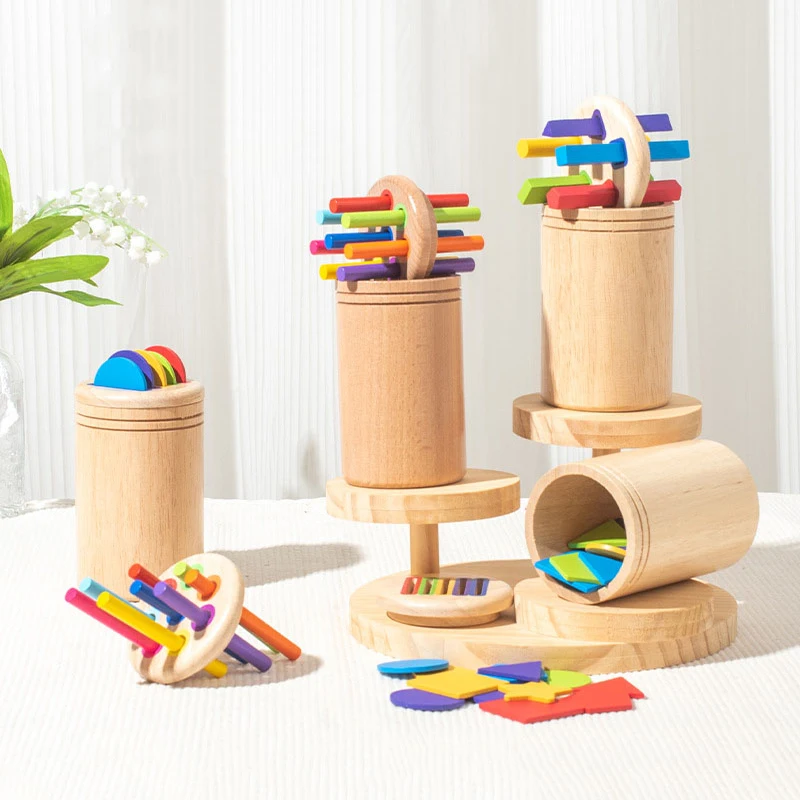 Montessori Baby Toys Toddler Cognition Learning Color Shape Sorting Box Object Permanence Coin Stick Matching Educational Toys