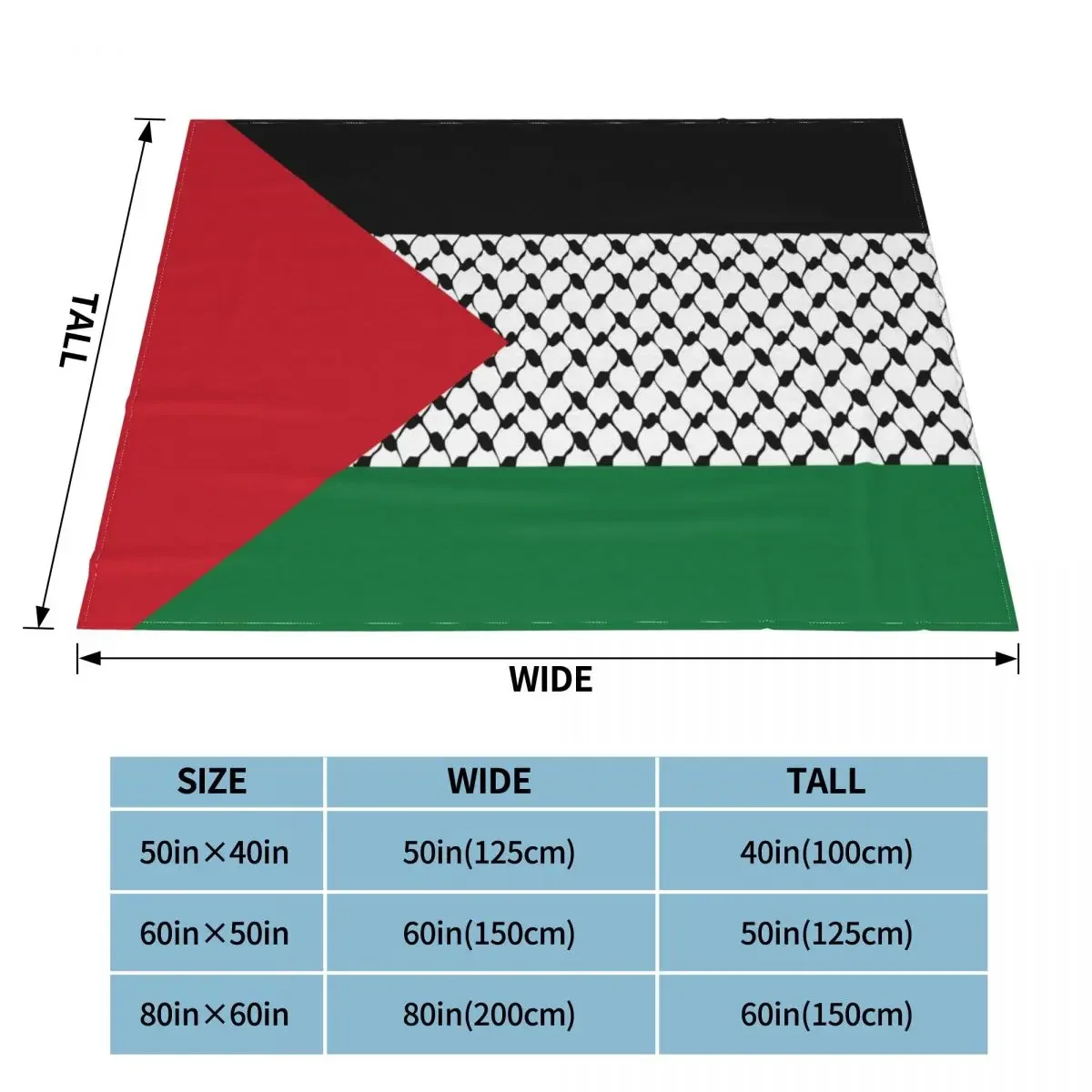 Palestine Flag Flannel Blanket Palestinian Hatta Kufiya Keffiyeh Pattern Throw Blanket for Bed Sofa Couch 125*100cm Quilt