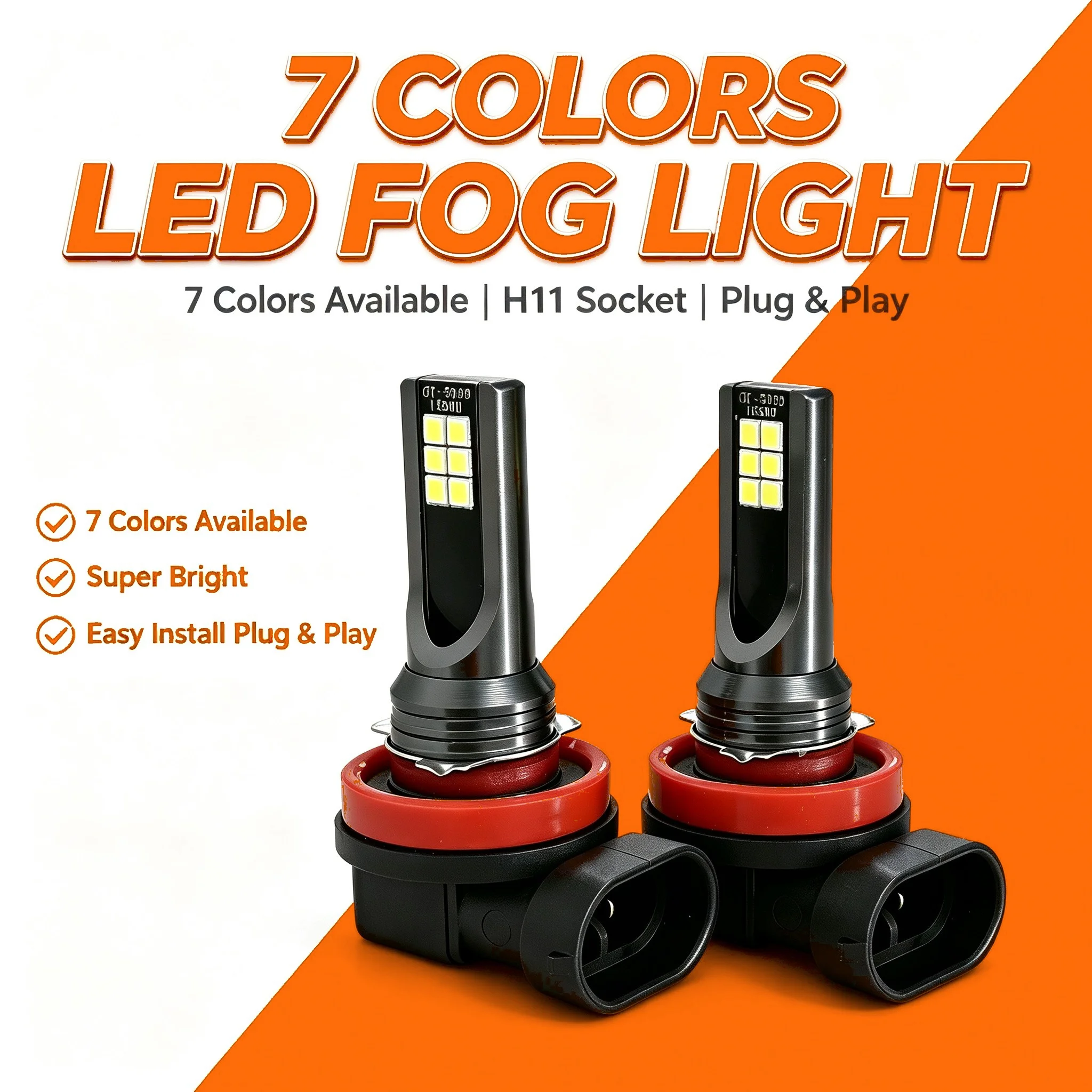 2Pcs H8 H3 H7 H11 Car 12 LED Fog Light Bulb 9005 HB3 9006 HB4 6000K White Yellow Ice Blue Auto Fog Lamp