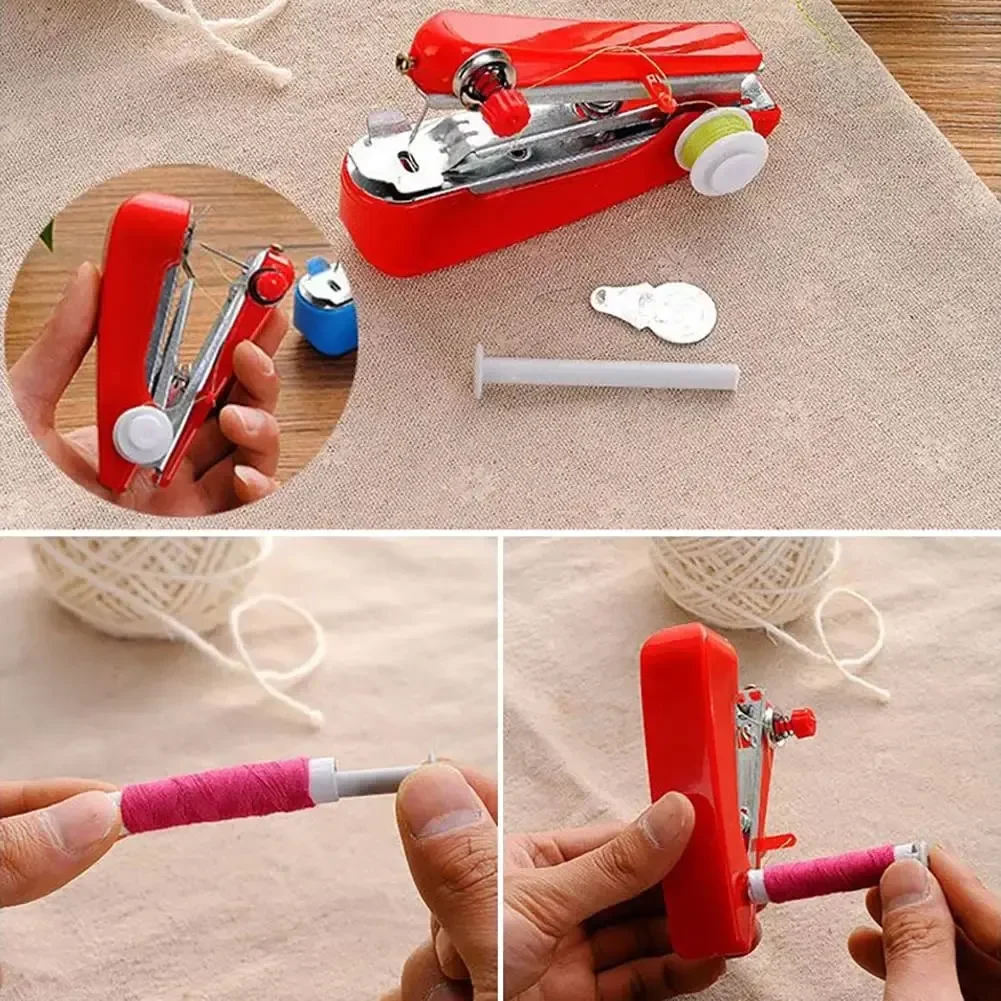 Home Handheld Sewing Protable Outdoor Travel Clothes Fabrics Diy Stitchin Sew Tool Mini Manual Stitch Needlework Machine