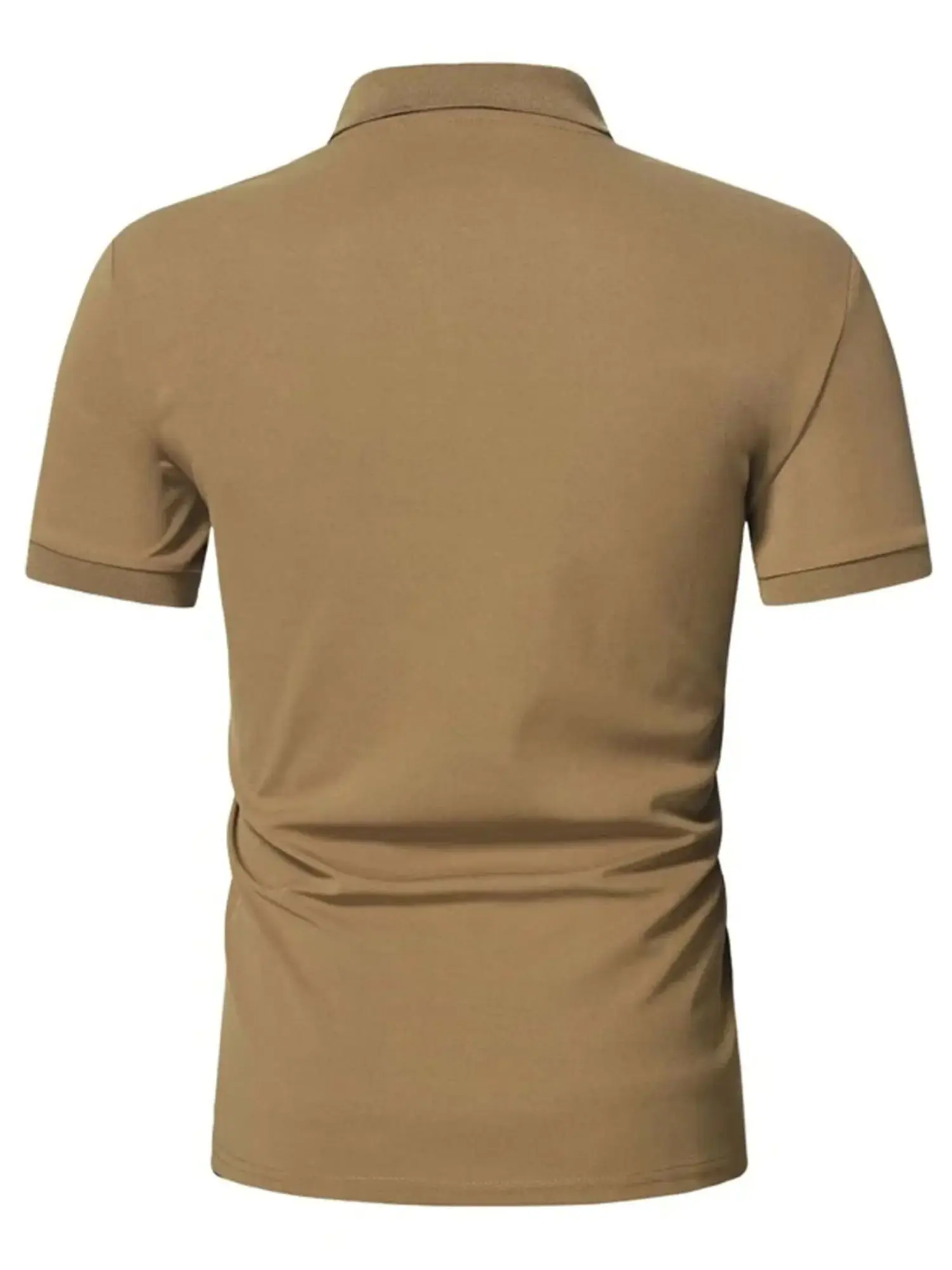 Men\'s polo shirt solid color short-sleeved zipper lapel T-shirt casual top