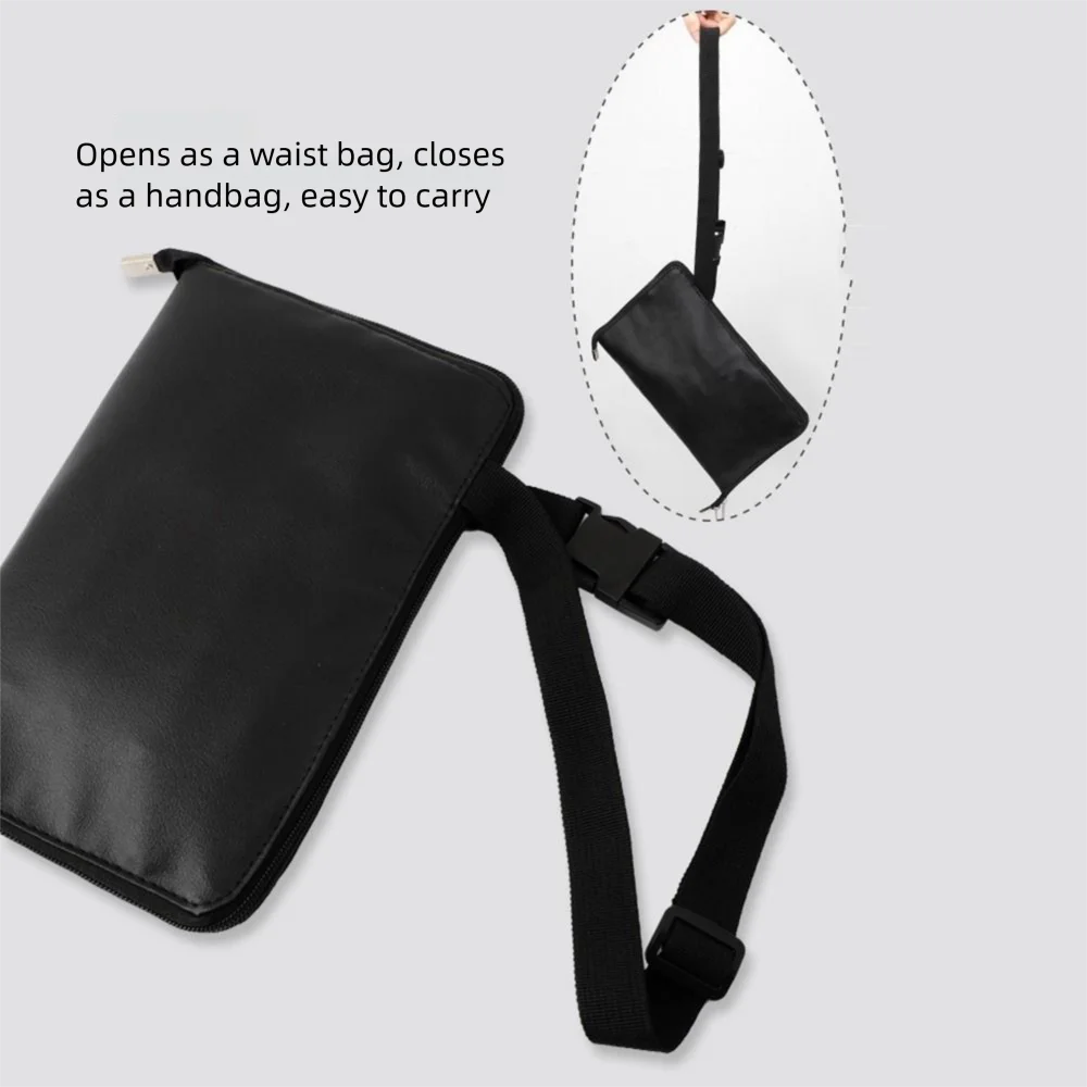 24 Pockets Makeup Brushes Waist Bag Large Capacity Foldable Travel Brush Organizer Portable Zipper Closure Cosmetic Fanny Pack