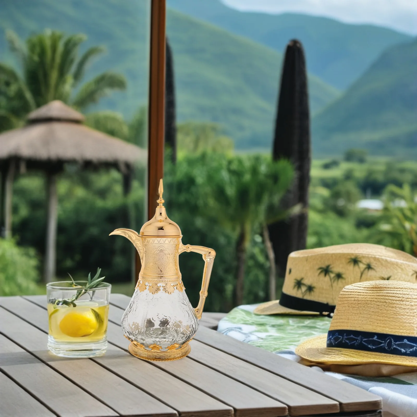 

Elegant Middle Eastern Glass Water Pot Cold Drink Dispenser Heat Resistant Juice Carafe Large Capacity Serving Pitcher