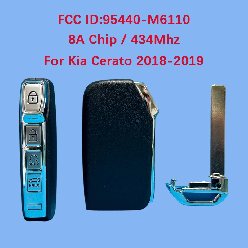

CN051263 послепродажного обслуживания, 4-кнопочный смарт-брелок, 433 МГц, FCC 95440-M6110, 8A чип, пульт дистанционного управления без ключа для Kia Cerato 2018 2019