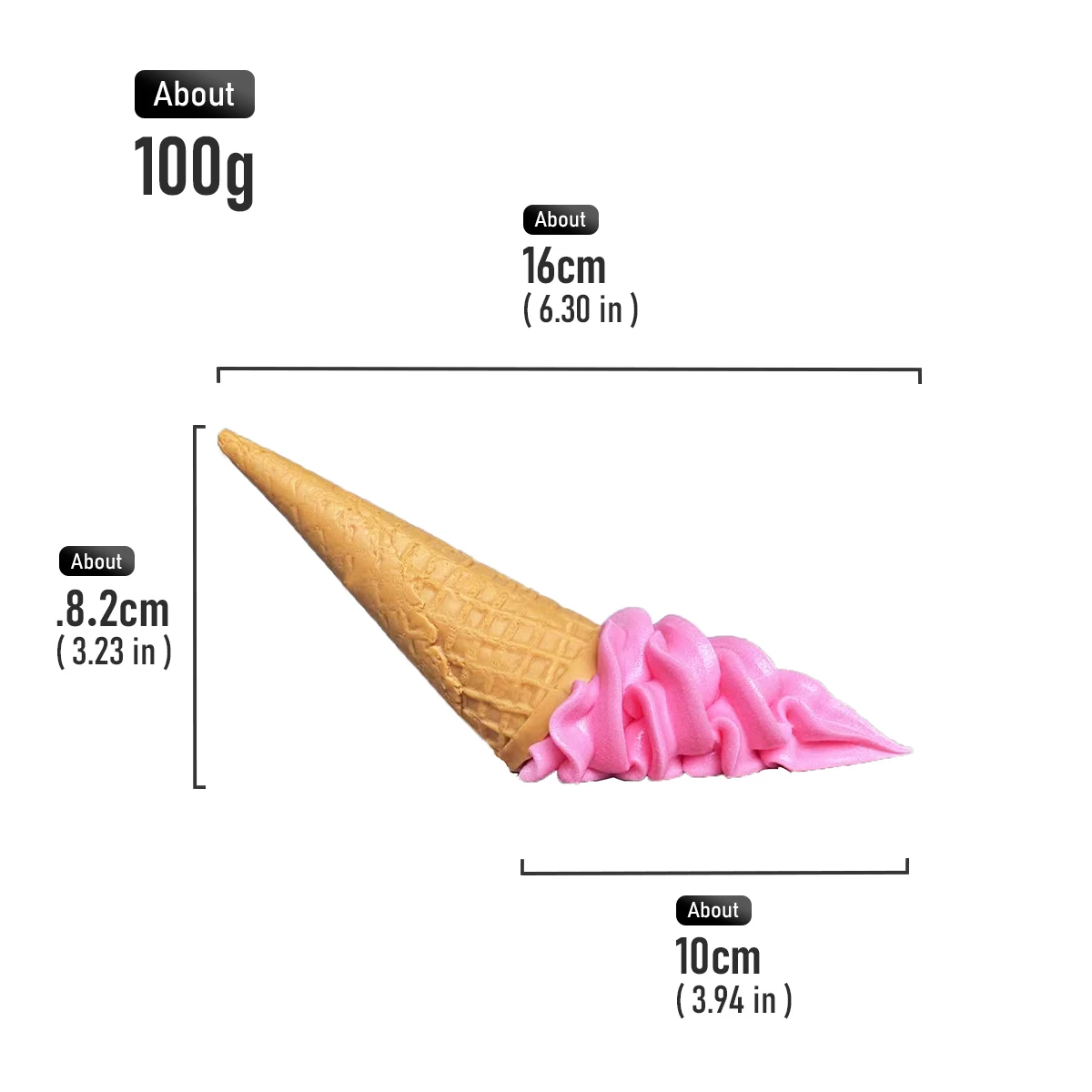 Modelo realista de cono de helado, accesorio de decoración de comida falsa, sesión de fotos/decoración de cocina, artesanía/regalo de fiesta, acento realista para el hogar