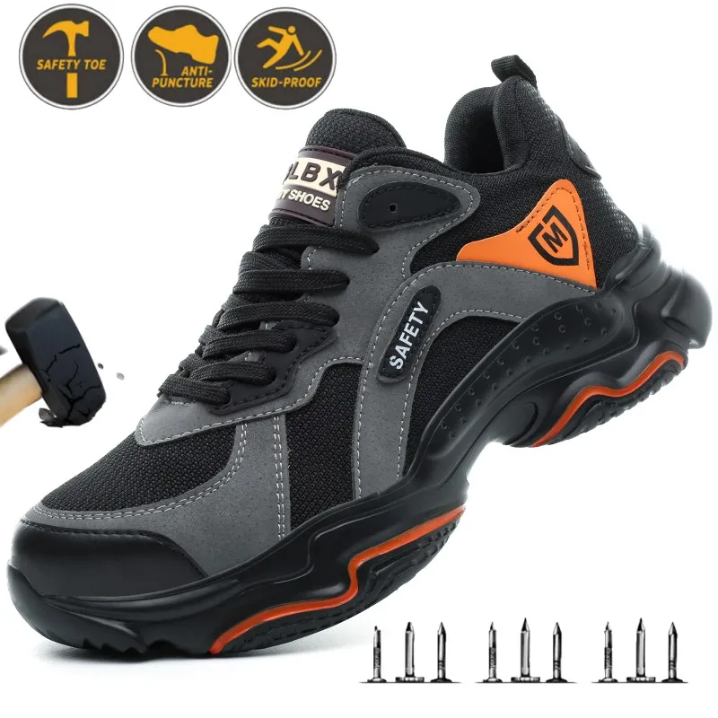 

Steel Toe Safety Shoes Men, Anti-Puncture Anti-Smash Non Slip Industrial Work Boots Lightweight CE New Work Safety Shoes