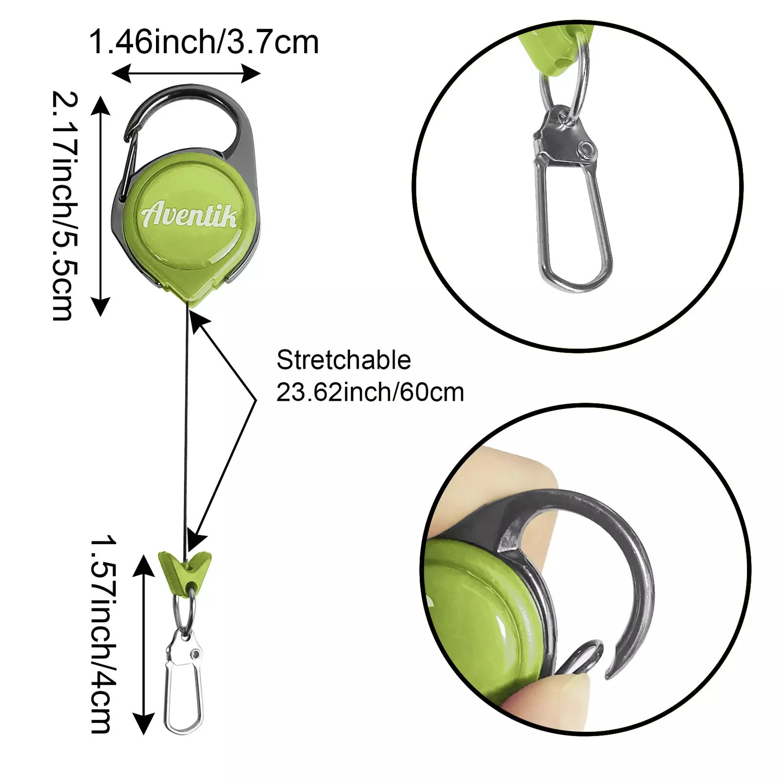 3psc Aventik 1,5 Unzen Fliegenfischen Zinger Retractor Edelstahl Angelzubehör für kleine Fliegenfischen-Werkzeuge und Schlüssel – Detail 2