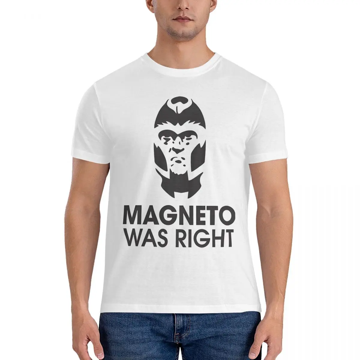 Homens era direito Magneto Vintage algodão t-shirt, gola redonda Tees, T de manga curta, Idea roupas, presente