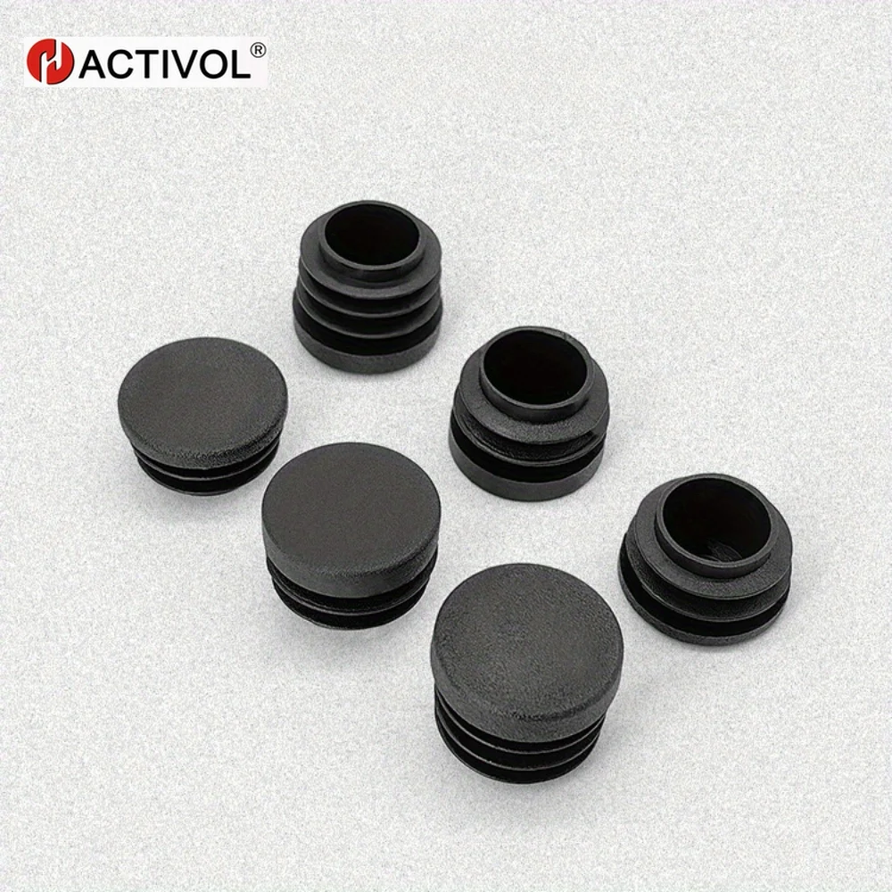 25mm Furniture Pipe Plug Round Plug Black Plastic Round Pipe Plug for Furniture Desk Table Chair Sofa Leg 12 Pieces