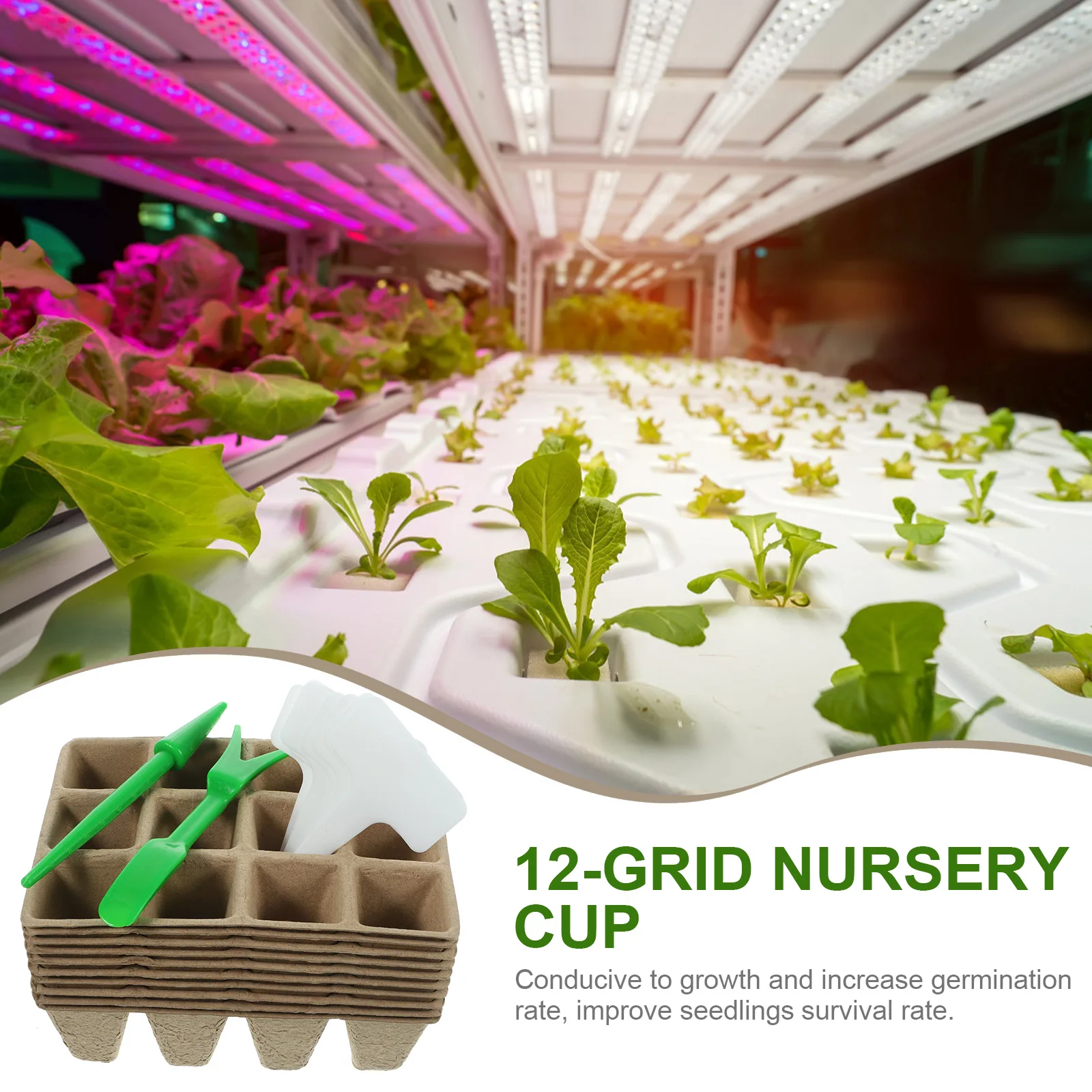 

1 set 12-Grid Nursery Cup Automatic Water Absorption Air Permeability Gardening Planting Container For Seed Germination