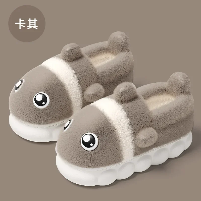 2024 European and American women\'s fashionable and comfortable warm slippers with a sense of stepping on poop