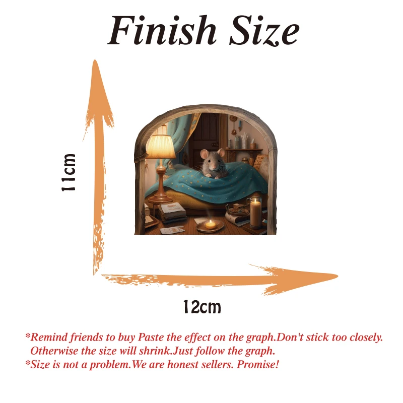 Cartoon Mouse Hole Sleeping Wall Sticker Decal for Baseboard Mouse Hole Home Decor